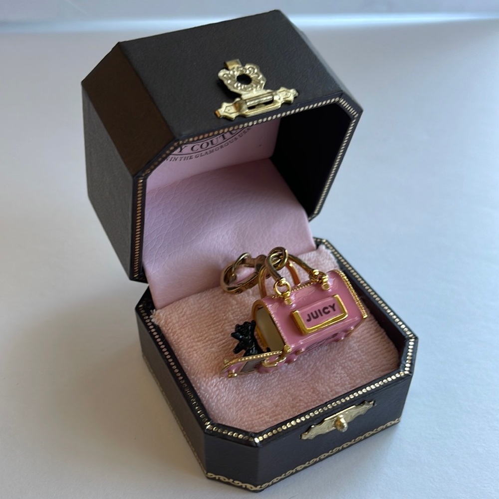 COPY - Juicy Couture Dog in Dog Carrier Charm “For nice dogs who like stuff”